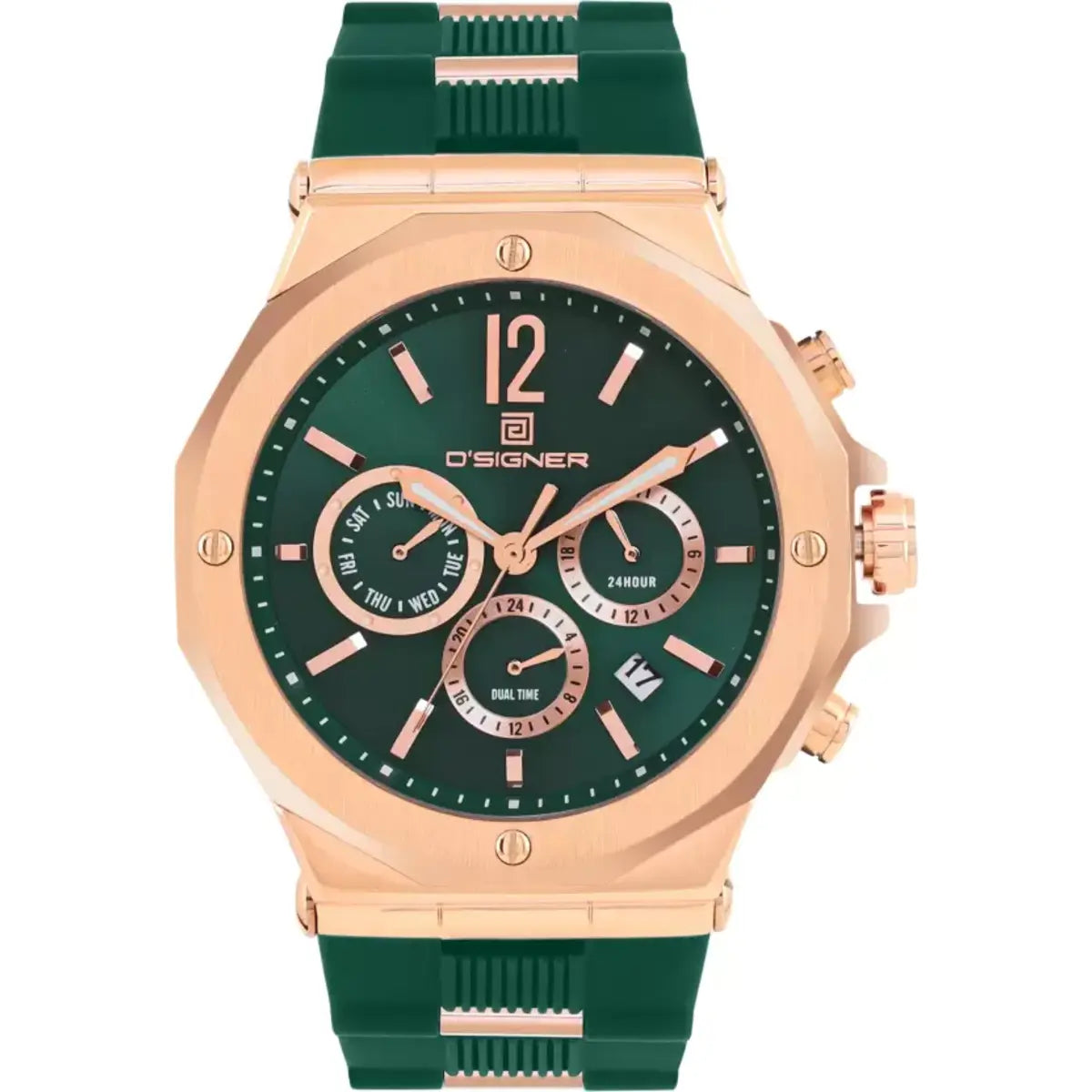 D'SIGNER 820RGFS.16G | Green Dial Rose Gold Case Analog Watch (Men)