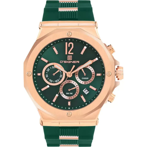 D'SIGNER 820RGFS.16G | Green Dial Rose Gold Case Analog Watch (Men) - Buy Now at Sai Creations Watches