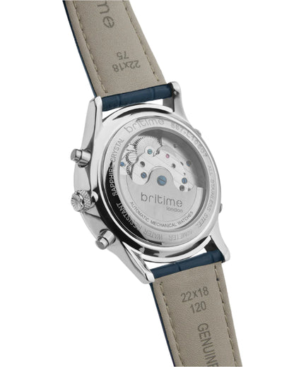 Britime Celestial Blue Dial With Leather Strep Multifunction Automatic Men's Watch - 867-L10507