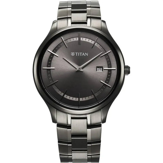 Titan Clasique Slim Quartz Analog with Date Grey Dial Men Watch 90142QM06