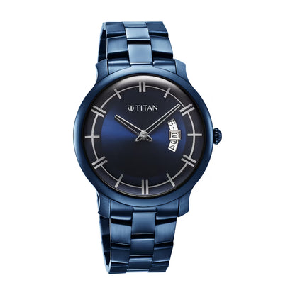 Titan Classic Distincta Blue Dial Analog with Date watch for Men 90170QM01