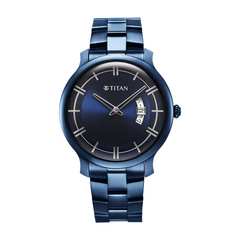 Titan Classic Distincta Blue Dial Analog with Date watch for Men 90170QM01 - Buy Now at Sai Creations Watches