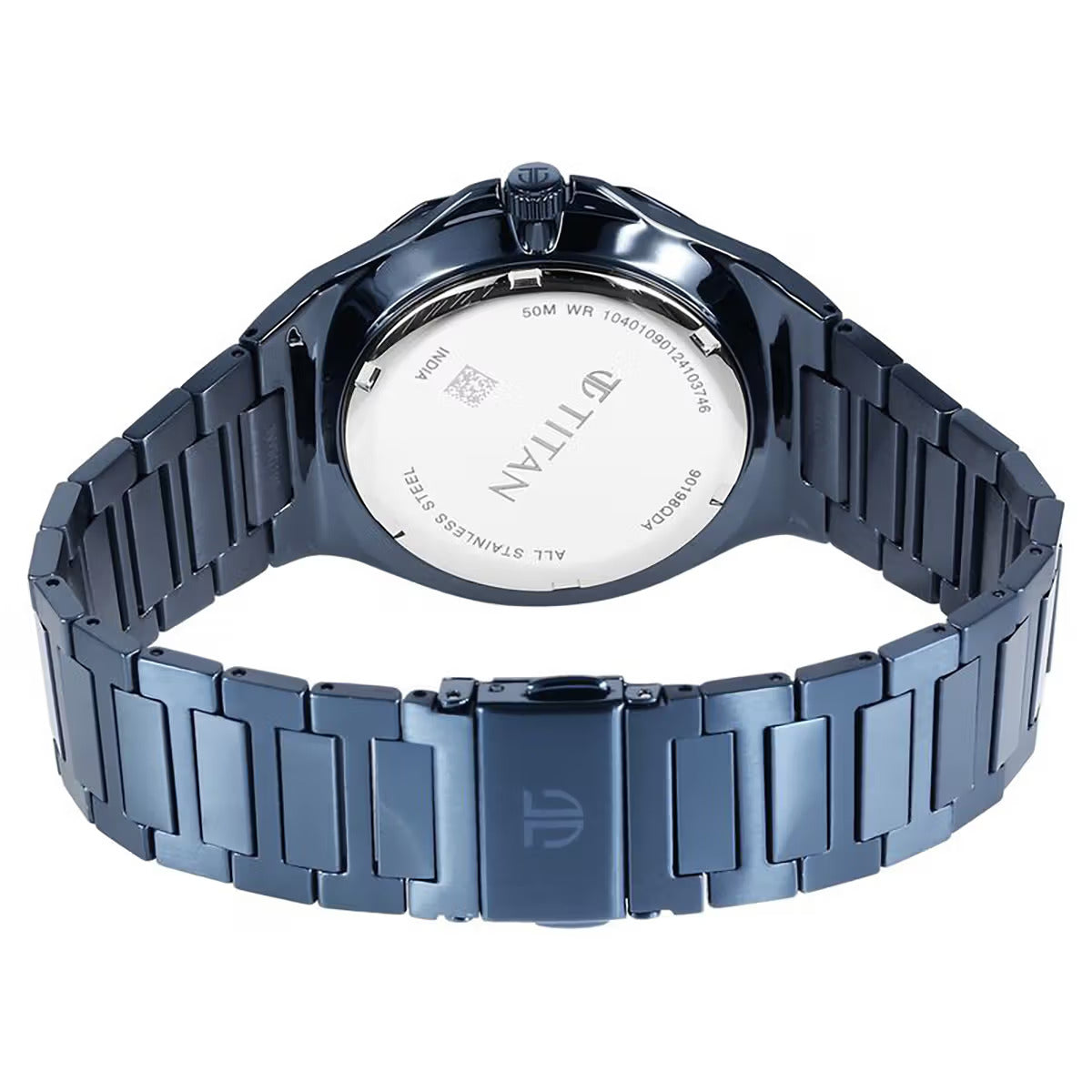Titan Classic Slim Multifunction Quartz Blue Dial Men Watch 90198QM01
