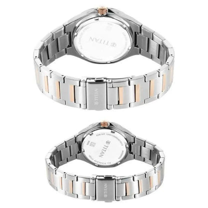 Titan Bandhan Quartz Analog Sun-Moon Silver Dial Two Tone Couple Watch 9400994209KM01