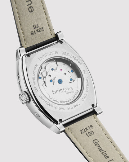 Britime Galaxy Men Automatic Silver Dial Multi-Function Leather Watch 985-L10406