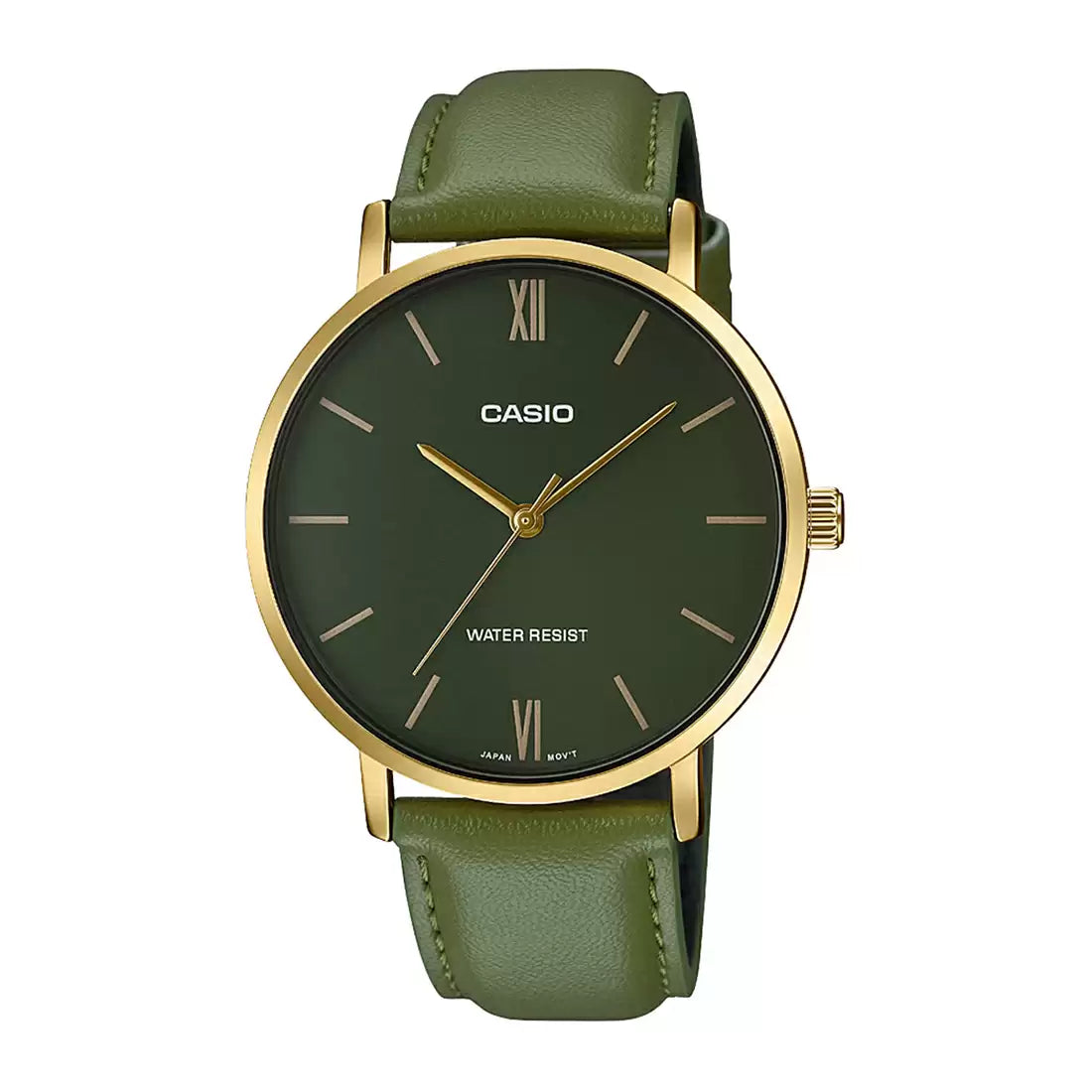 Casio ENTICER MEN MTP-VT01GL-3BUDF Green Dial Analog Watch - A1782