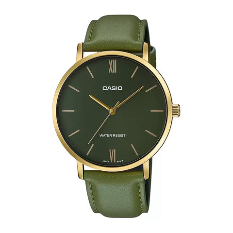 Casio ENTICER MEN MTP-VT01GL-3BUDF Green Dial Analog Watch - A1782 - Buy Now at Sai Creations Watches