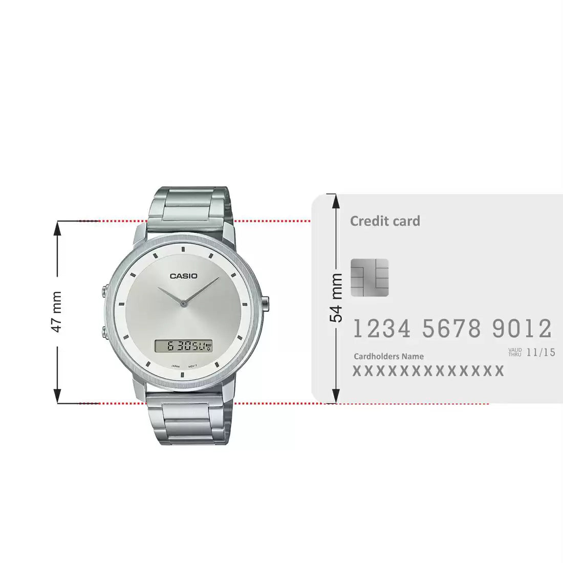 Casio ENTICER MEN MTP-B200D-7EDF - A1960 Silver Analog-Digital - Men's Watch