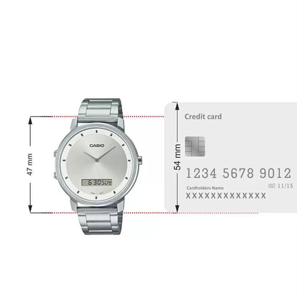 Casio ENTICER MEN MTP-B200D-7EDF - A1960 Silver Analog-Digital - Men's Watch