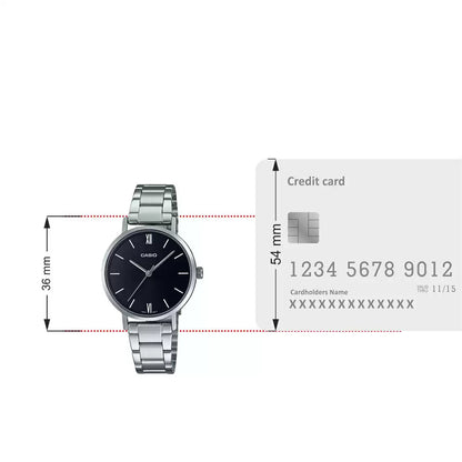 Casio ENTICER LADIES LTP-VT02D-1AUDF - A1997 Silver Analog - Women's Watch