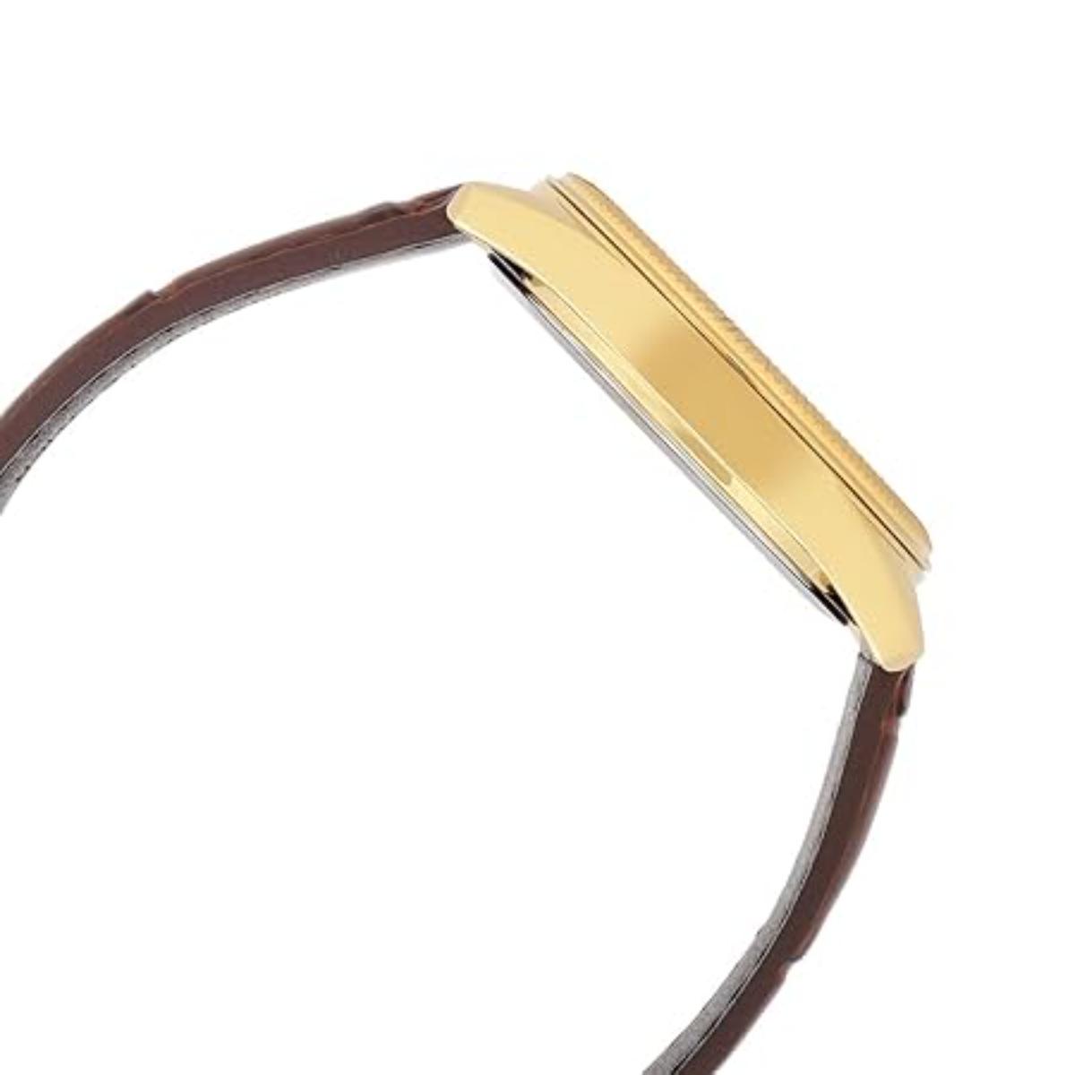 Gold watch case on a white background