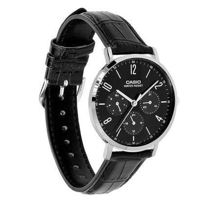 CASIO MTP-VT06L-1B Black Dial Analog Leather Strep Men's Watch A2570