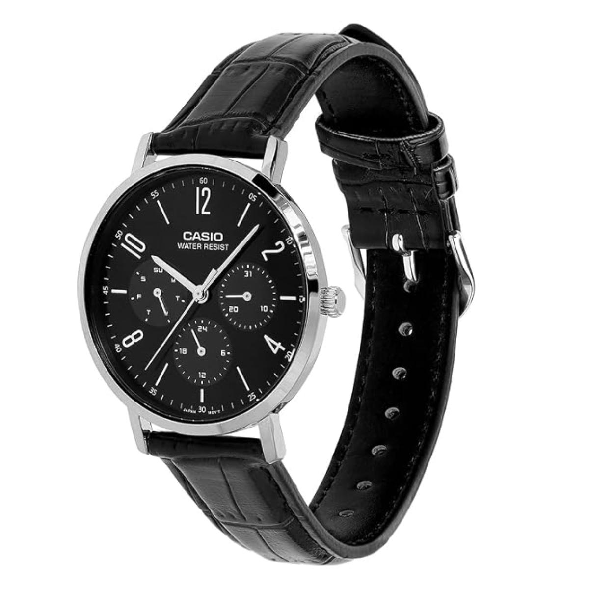 CASIO MTP-VT06L-1B Black Dial Analog Leather Strep Men's Watch A2570
