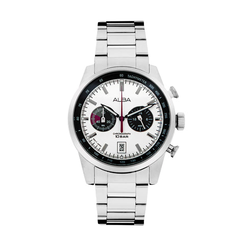 ALBA White + Black Dial Chronograph Men's Watch A4B009X1 - Buy Now at Sai Creations Watches