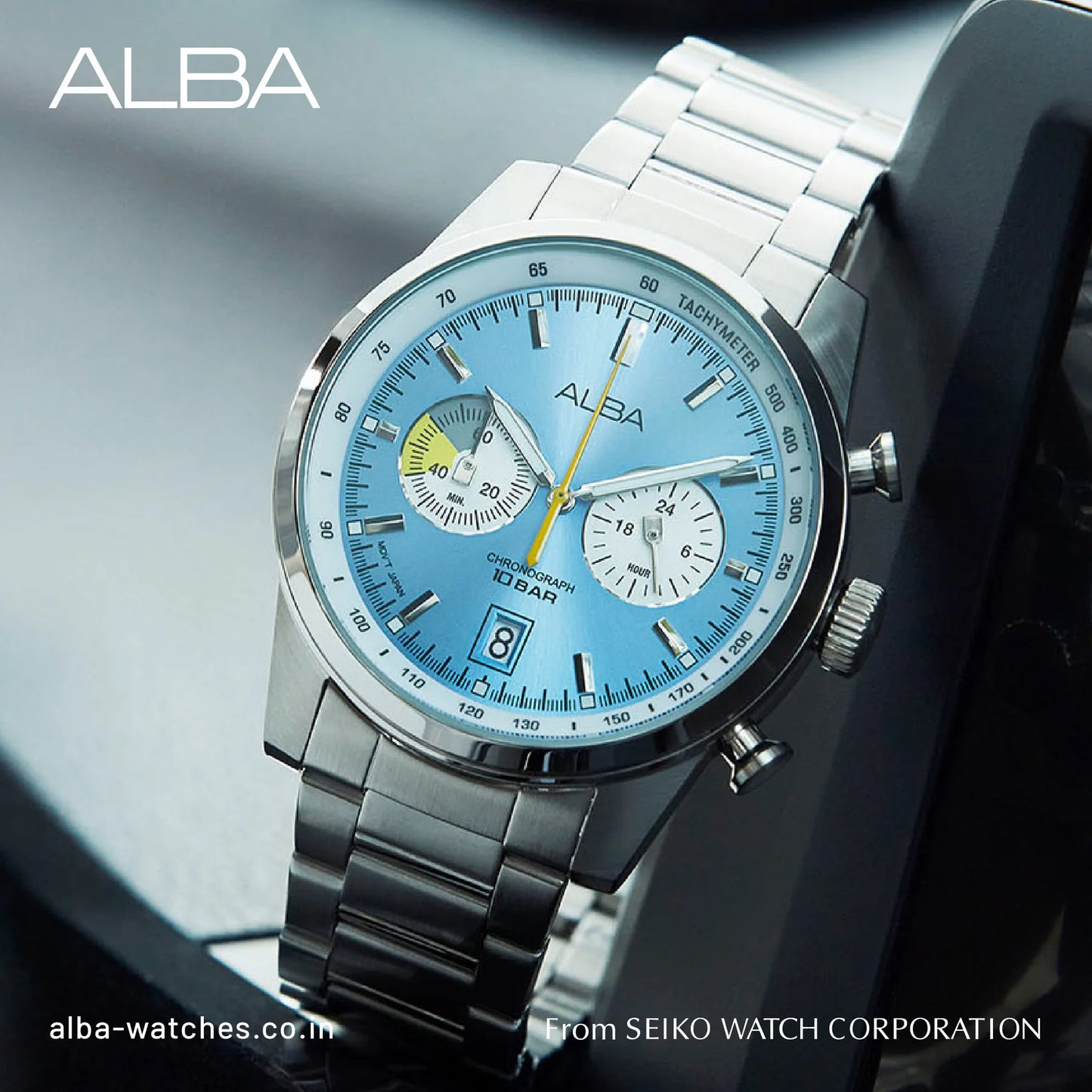 ALBA Sky Blue + White Dial Chronograph Men's Watch A4B011X1