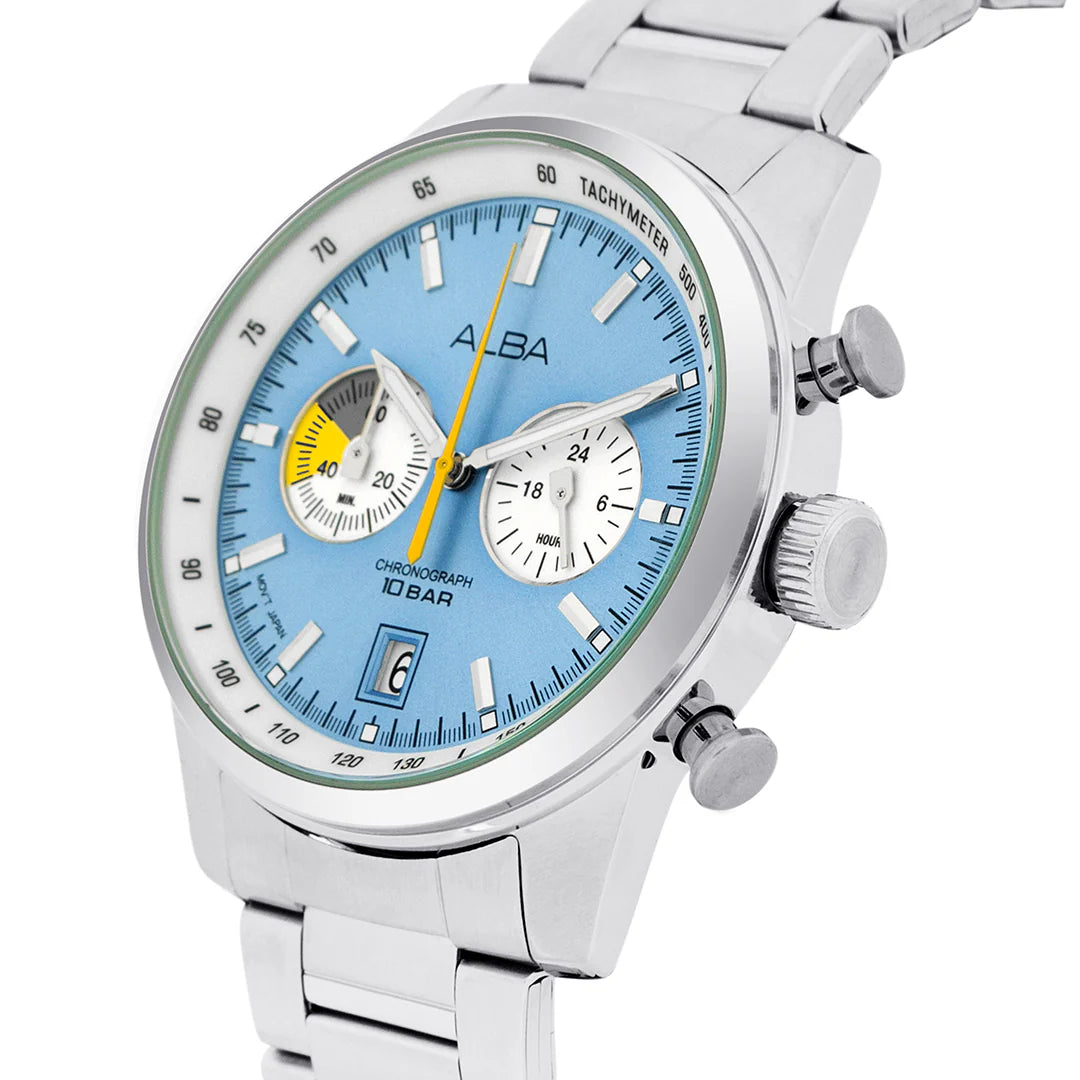 ALBA Sky Blue + White Dial Chronograph Men's Watch A4B011X1