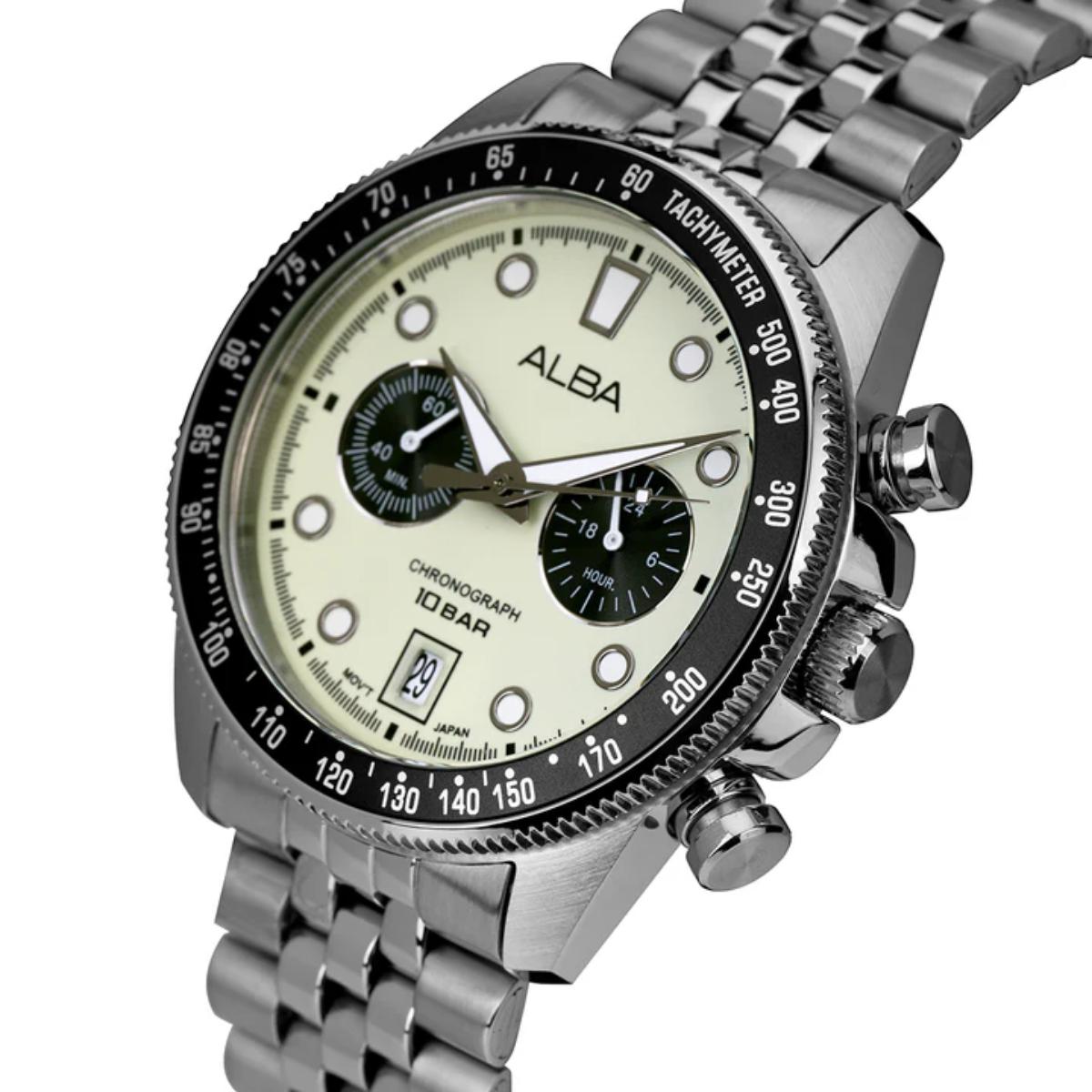 ALBA Quartz Neon Green Dial Analog Chronograph Men's Watch A4B033X1