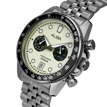 ALBA Quartz Neon Green Dial Analog Chronograph Men's Watch A4B033X1