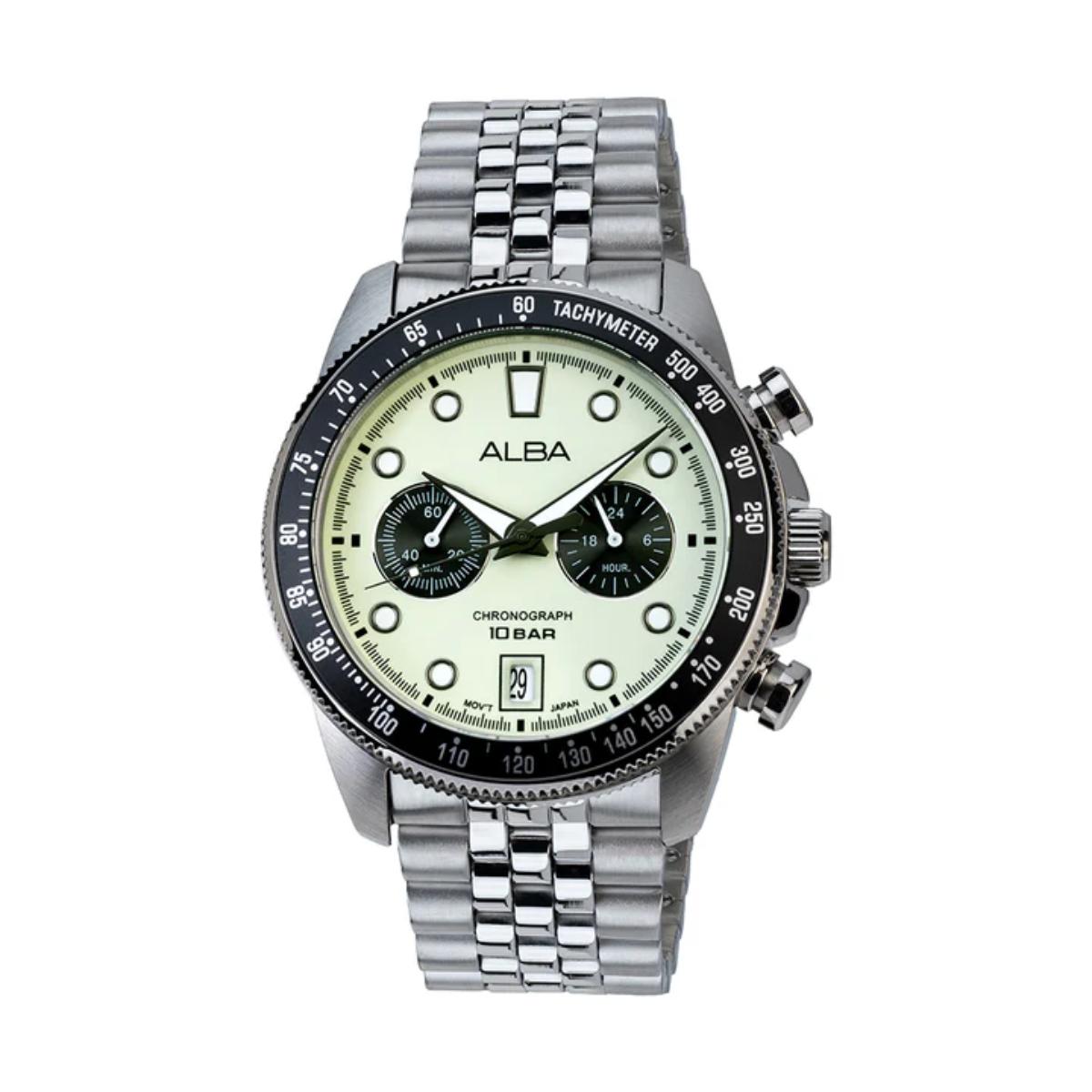 ALBA Quartz Neon Green Dial Analog Chronograph Men's Watch A4B033X1
