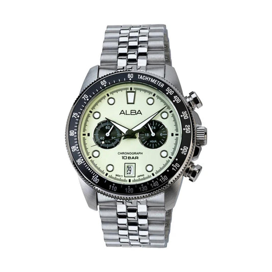 ALBA Quartz Neon Green Dial Analog Chronograph Men's Watch A4B033X1