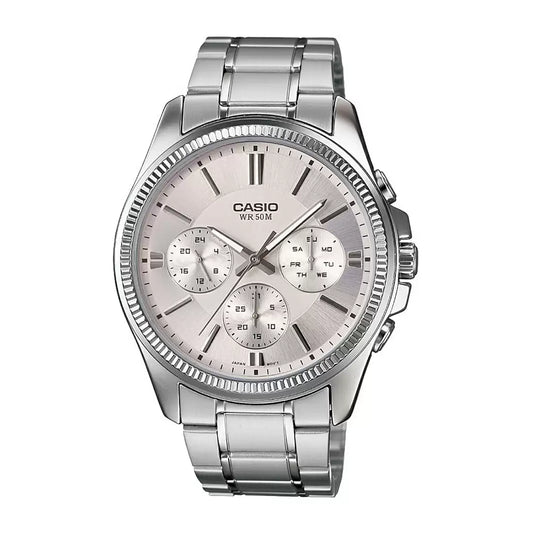 ENTICER MEN  MTP-1375D-7AVDF Silver Multi-Dial Watch A837