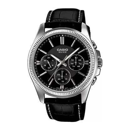 Casio ENTICER MEN MTP-1375L-1AVDF - A838 Black Leather - Men's Watch
