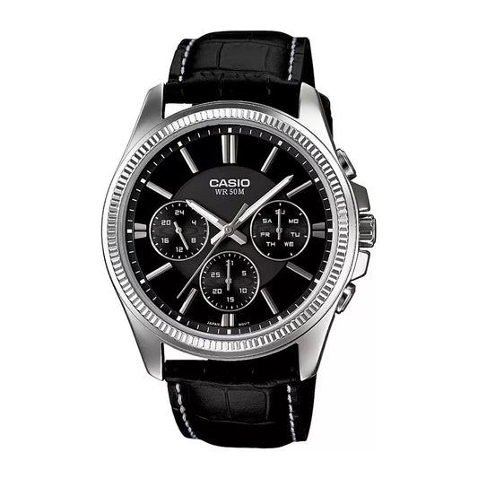 Casio ENTICER MEN MTP-1375L-1AVDF - A838 Black Leather - Men's Watch