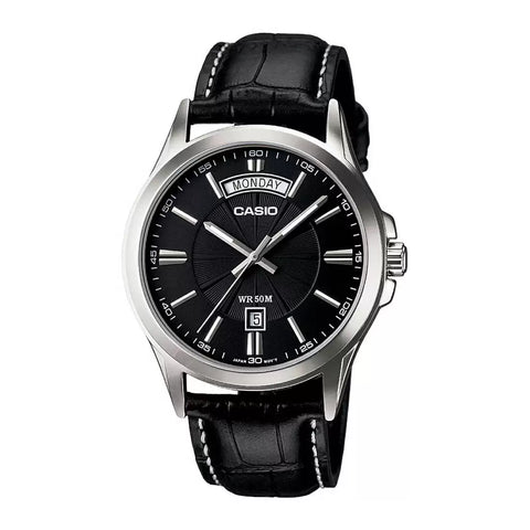 ENTICER MEN  MTP-1381L-1AVDF Black Leather Watch A844 - Buy Now at Sai Creations Watches