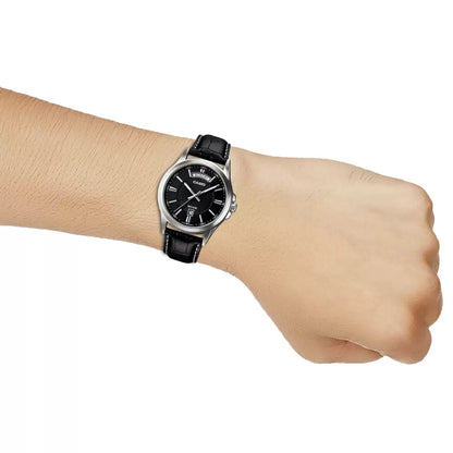 ENTICER MEN  MTP-1381L-1AVDF Black Leather Watch A844