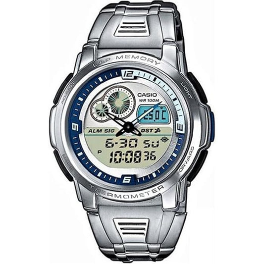 Casio AQF-102WD-2BVDF AD129 Youth Stopwatch Analog-Digital Silver Dial Men's Watch