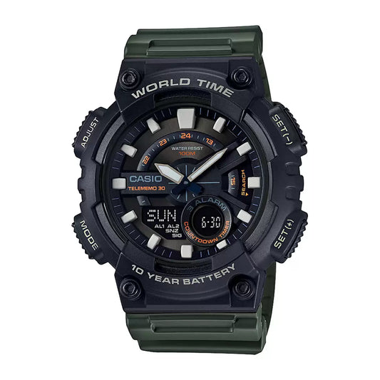 Casio YOUTH AEQ-110W-3AVDF - AD223 Green Analog-Digital - Men's Watch