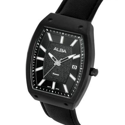 ALBA Stardust Black Dial With Black Leather Strap Men's Watch - AG8M81X1