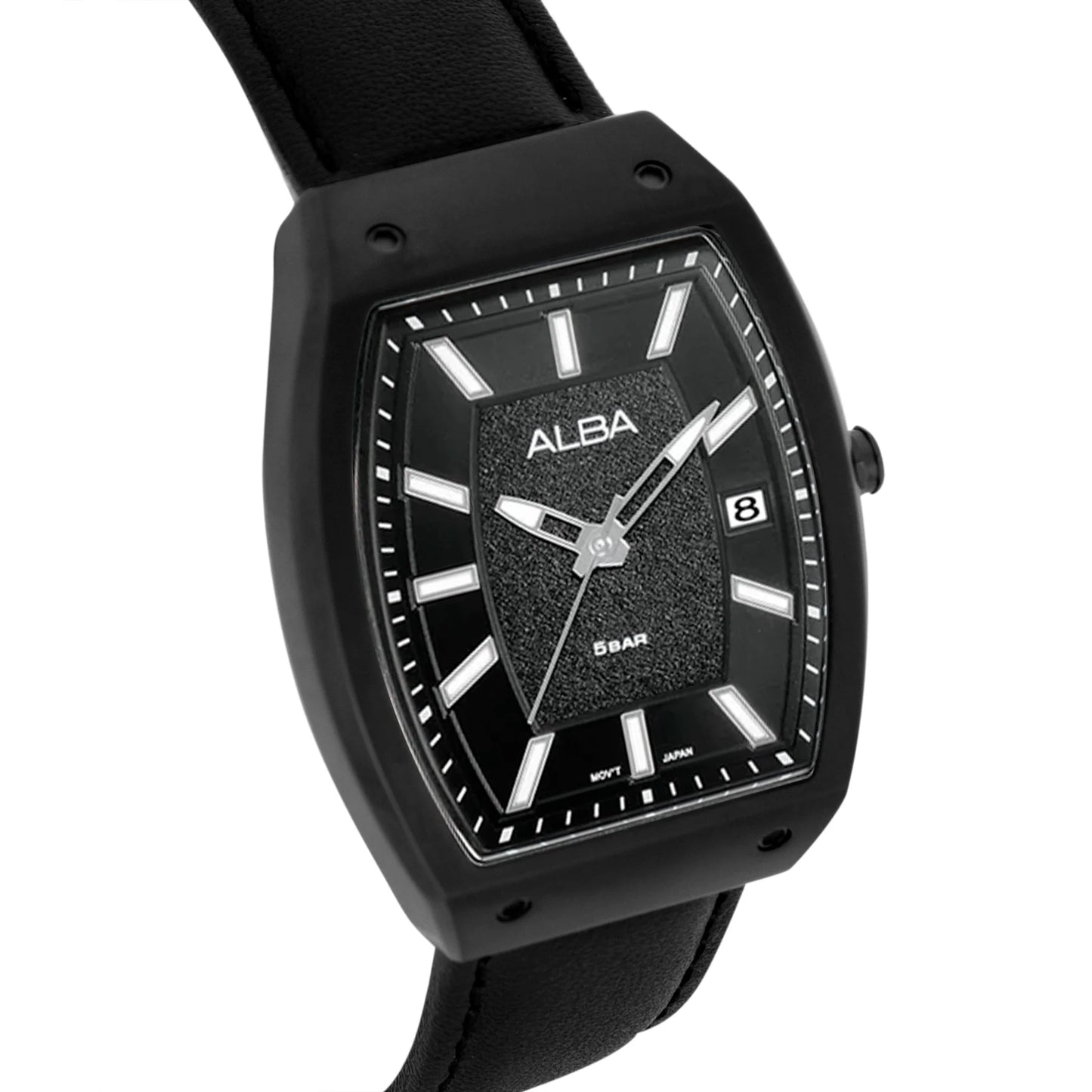 ALBA Stardust Black Dial With Black Leather Strap Men's Watch - AG8M81X1