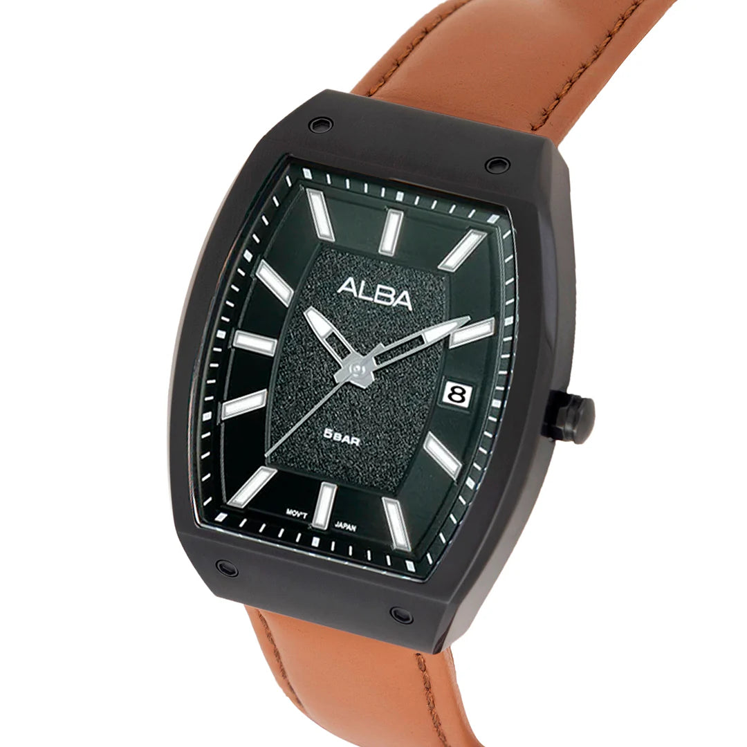 ALBA Stardust Black Dial With brown leather strap Men's Watch - AG8N19X1