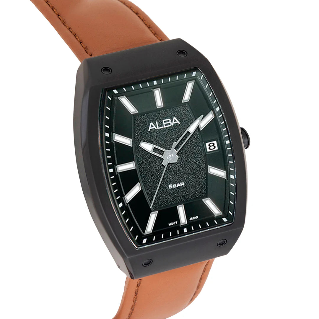 ALBA Stardust Black Dial With brown leather strap Men's Watch - AG8N19X1