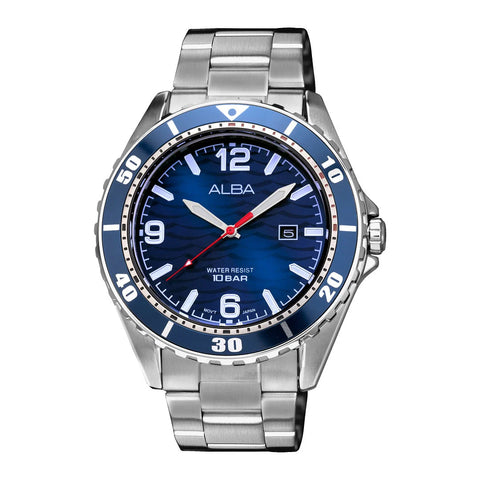 ALBA Blue Ripple Patterned Dial Men's Watch - AG8N47X1 - Buy Now at Sai Creations Watches