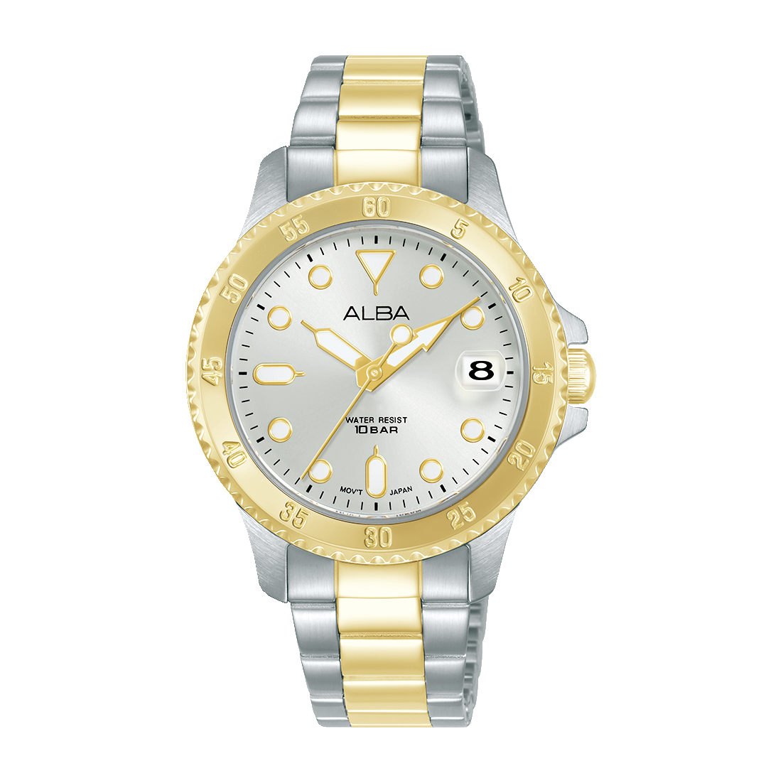 ALBA 34mm Silver-White Dial with Gold Bezel Women's Watch AG8Q36X1