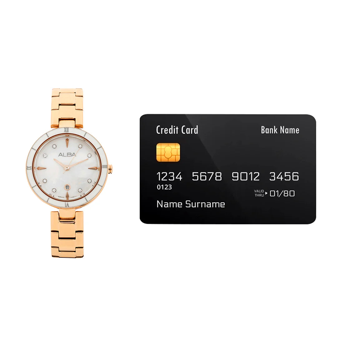 ALBA White Mother of Pearl With Rose Gold Strap Ladies Watch - AH7AW6X1
