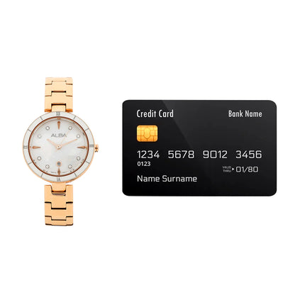 ALBA White Mother of Pearl With Rose Gold Strap Ladies Watch - AH7AW6X1