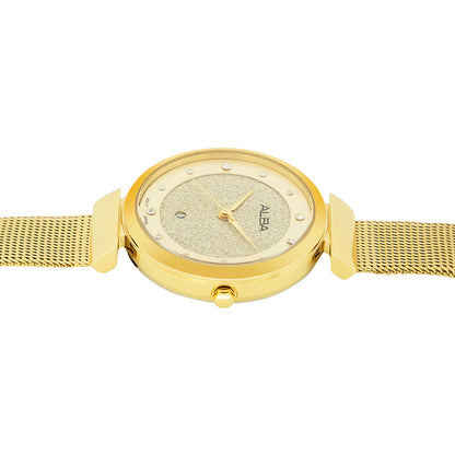 ALBA Silver Shimmer Dial With Gold Strap Ladies Watch AH7CA2X1