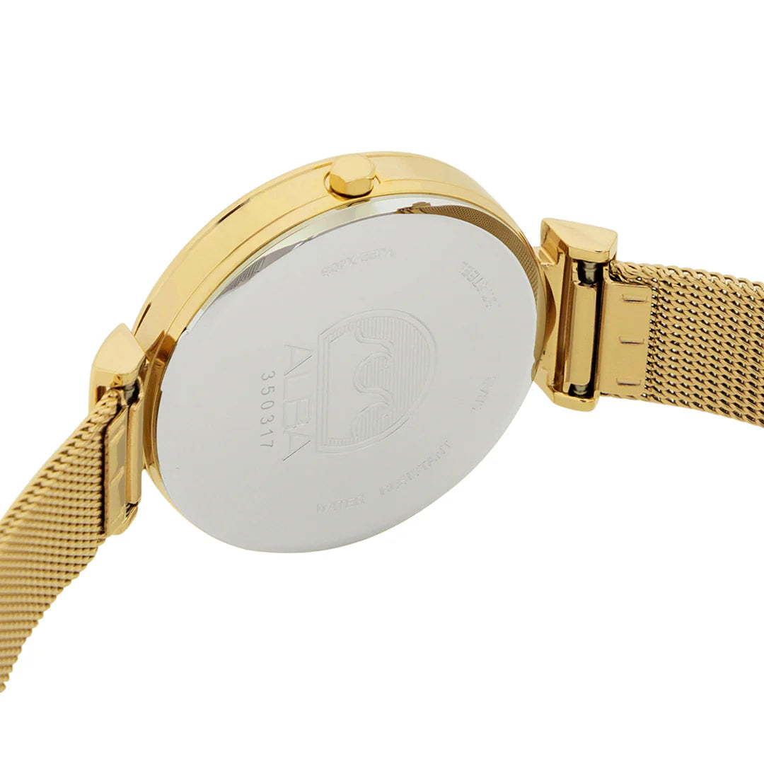 ALBA Silver Shimmer Dial With Gold Strap Ladies Watch AH7CA2X1
