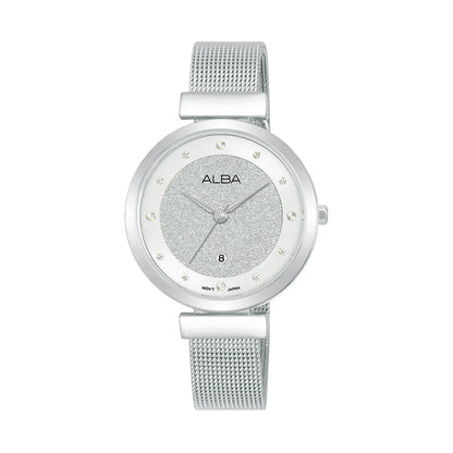 ALBA Silver Shimmer Dial With Silver Strap Ladies Watch AH7CG9X1
