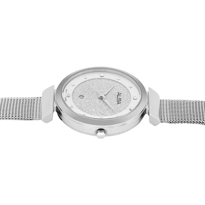 ALBA Silver Shimmer Dial With Silver Strap Ladies Watch AH7CG9X1