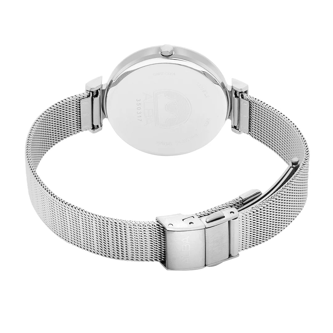 ALBA Silver Shimmer Dial With Silver Strap Ladies Watch AH7CG9X1