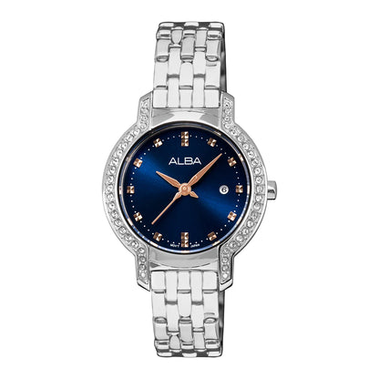 ALBA Azure Blue Dial With Crystals Ladies Watch AH7CM5X1