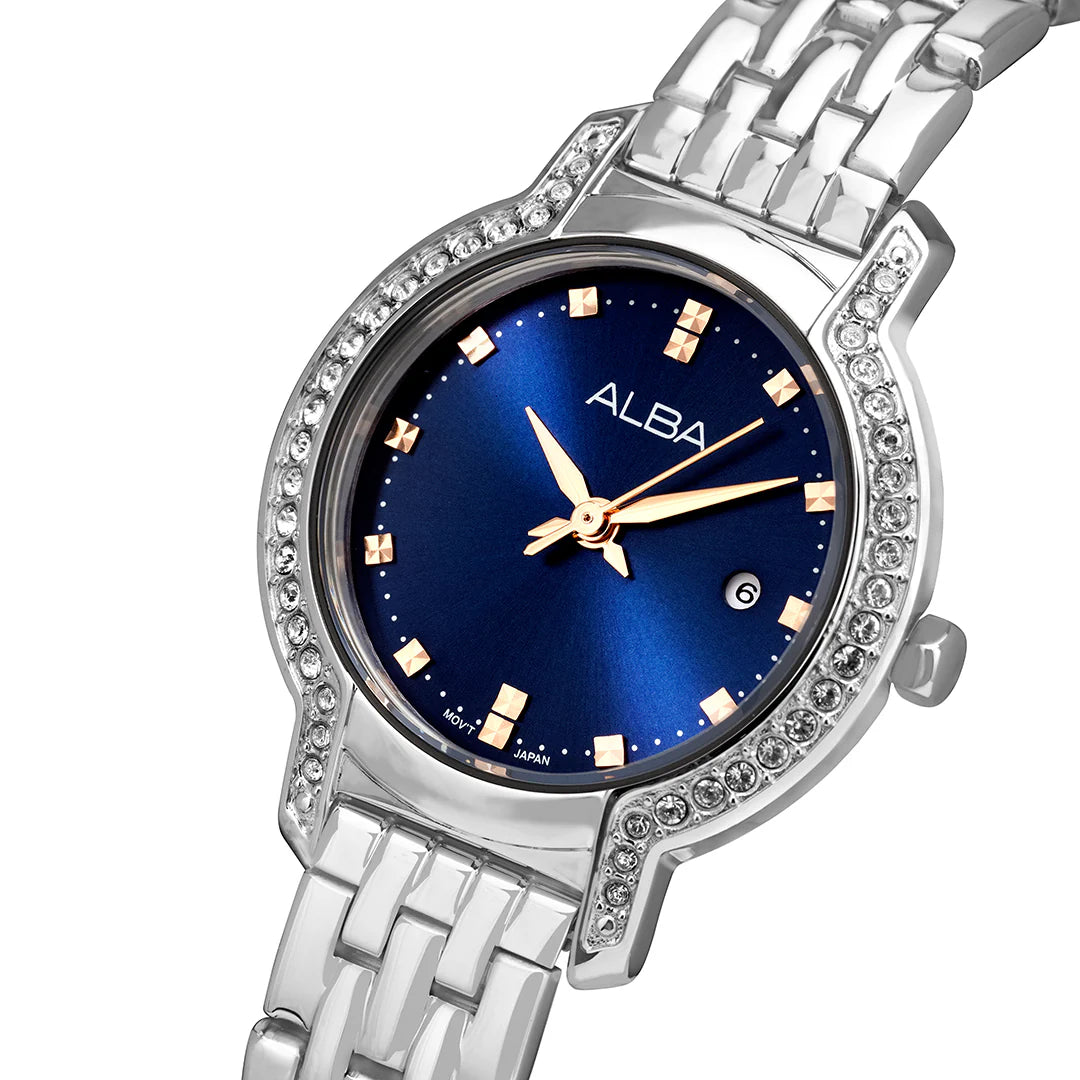 ALBA Azure Blue Dial With Crystals Ladies Watch AH7CM5X1