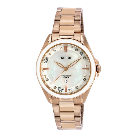 ALBA Pearly White Butterfly Dial Women's Watch AH7DV0X1