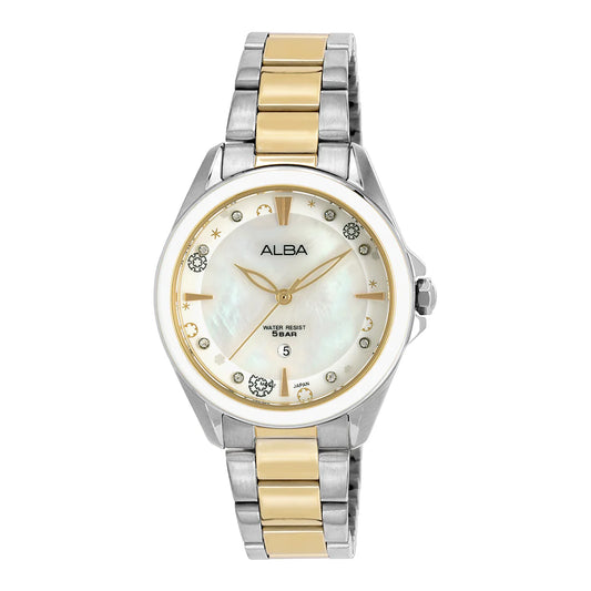 ALBA White Mother Of Pearl Patterned Dial Women's Watch AH7DV3X1