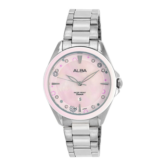 ALBA Pastle Pink Mother Of Pearl Patterned Dial  Women's Watch AH7DV7X1