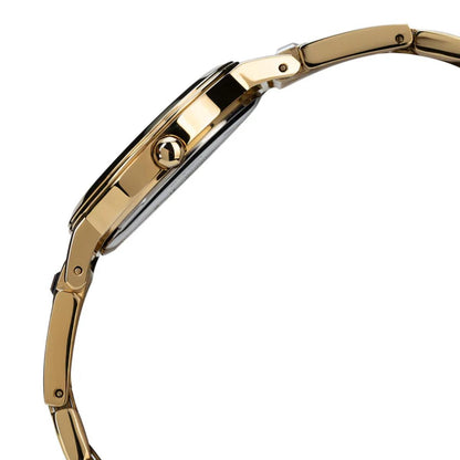 Gold watch strap on a white background